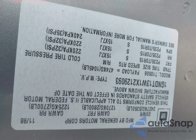 1GNDT13W1X2129093: 43248021