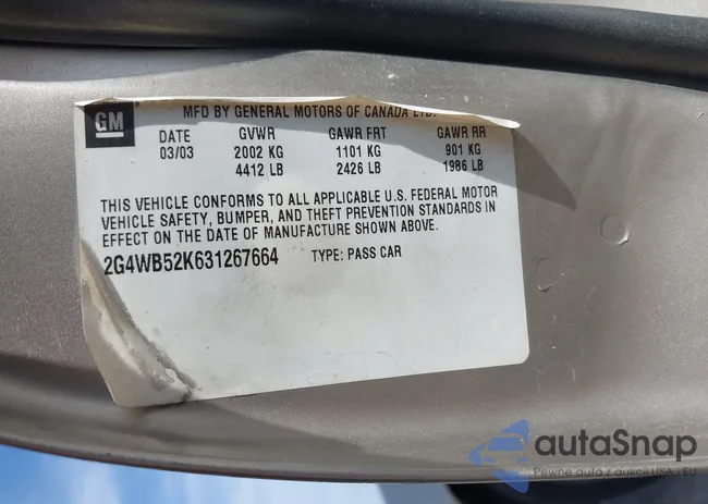 2G4WB52K631267664: 43248182