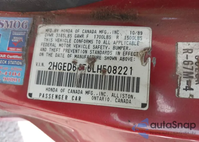 2HGED6456LH508221: 43248280