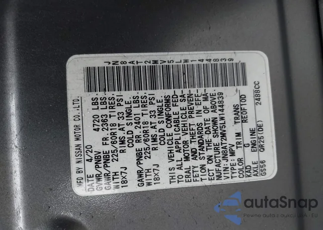 JN8AT2MV5LW144839: 43248290