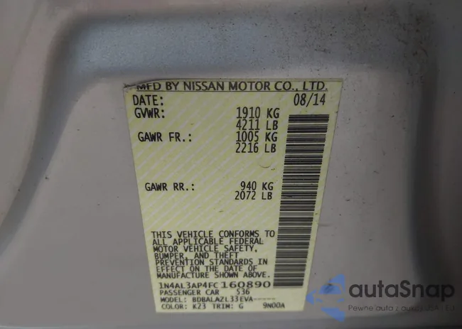 1N4AL3AP4FC160890: 43248360