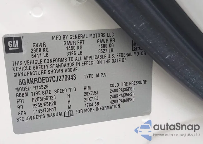 5GAKRDED7CJ270943: 43248380