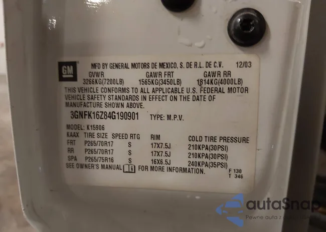 3GNFK16Z84G190901: 43248394