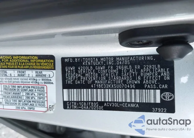 4T1BE32KX5U070496: 43248446