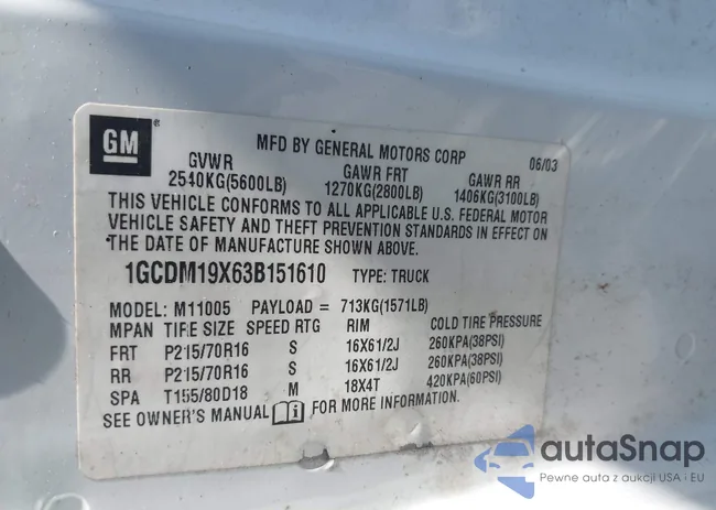 1GCDM19X63B151610: 43247459