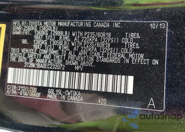 2T2BK1BA0EC232072: 43247468