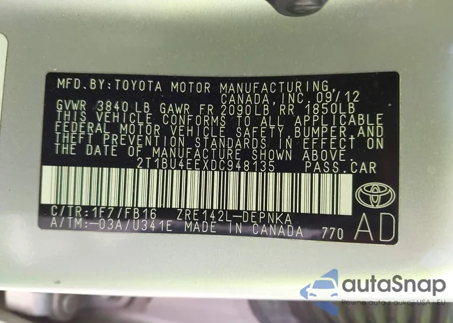 2T1BU4EEXDC948135: 43247532