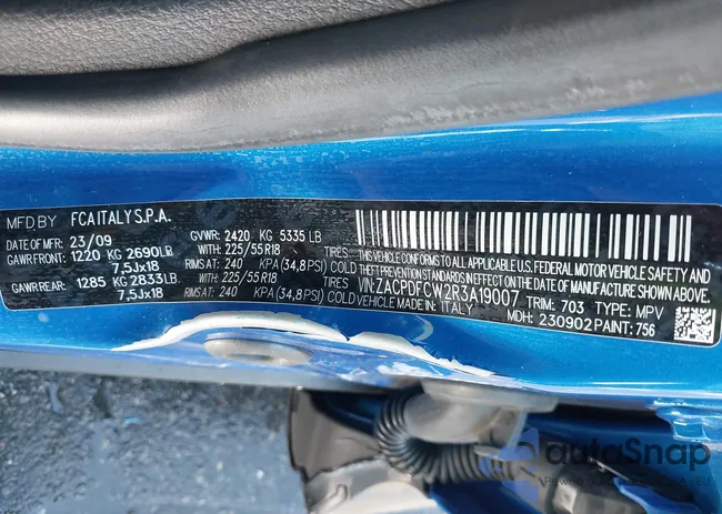 ZACPDFCW2R3A19007: 43247590