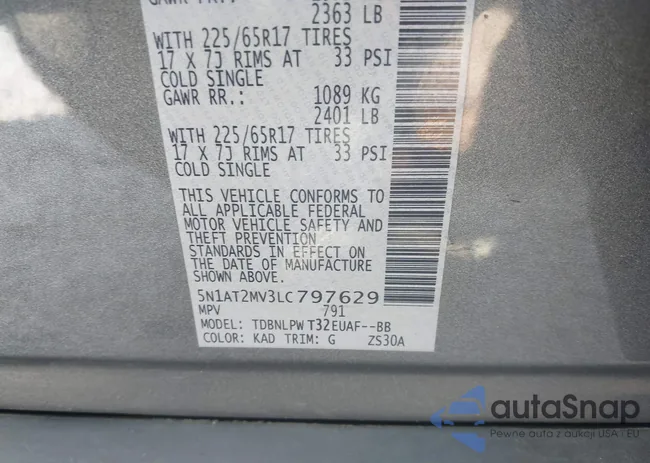 5N1AT2MV3LC797629: 43249002