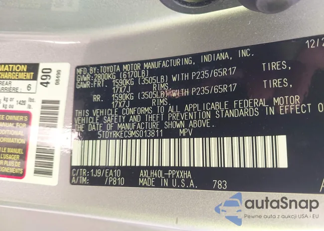 5TDYRKEC9MS013811: 43249077