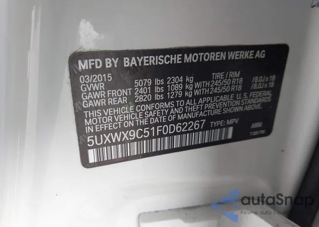 5UXWX9C51F0D62267: 43249123