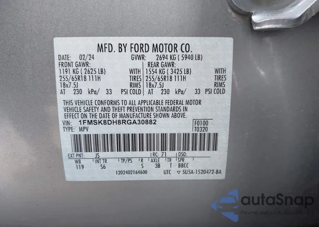 1FMSK8DH8RGA30882: 43249219