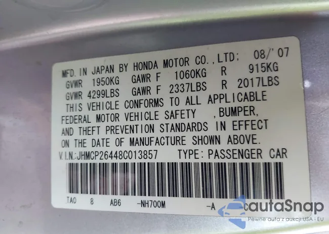 JHMCP26448C013857: 43249285