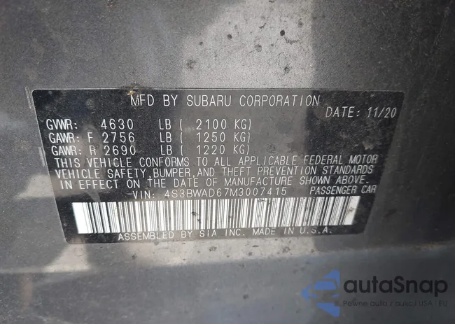 4S3BWAD67M3007415: 43249337