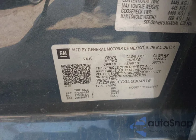 3GCPWCED3LG304515: 43249444