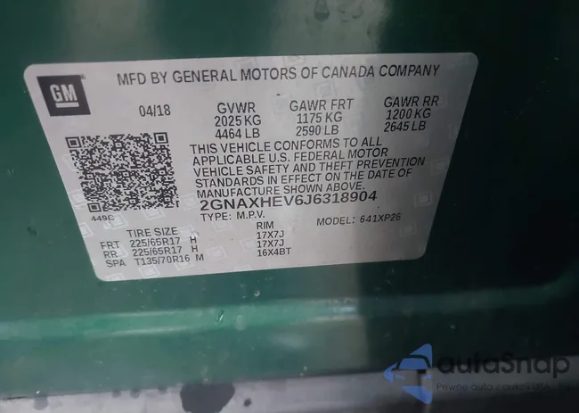 2GNAXHEV6J6318904: 43249449