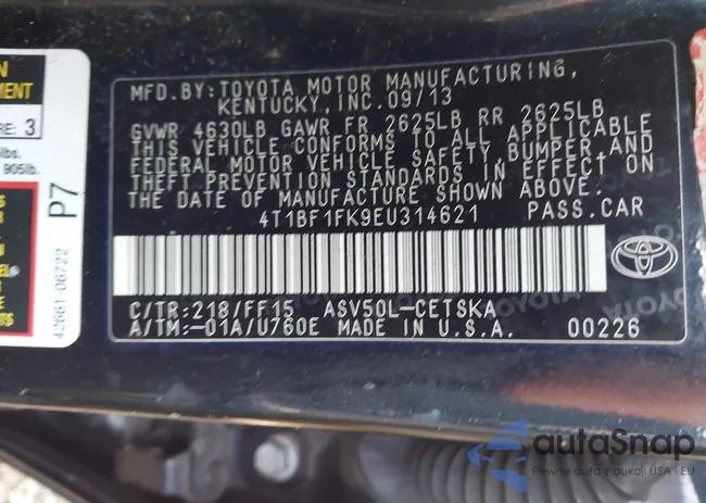 4T1BF1FK9EU314621: 43248468