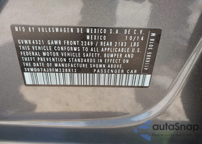 3VWD07AJ9FM228812: 43248501