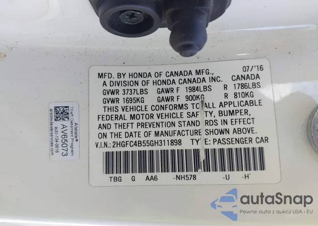 2HGFC4B55GH311898: 43248570