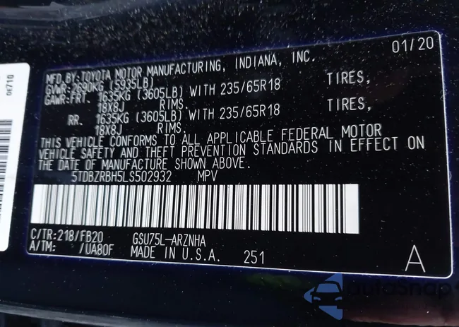 5TDBZRBH5LS502932: 43248584