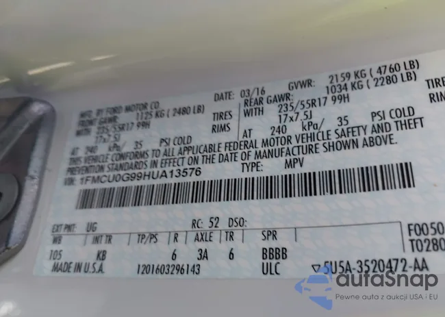 1FMCU0G99HUA13576: 43248591