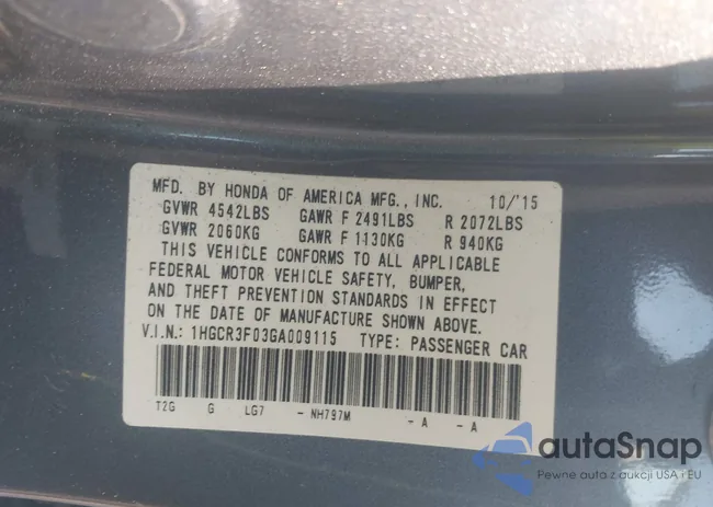 1HGCR3F03GA009115: 43248625