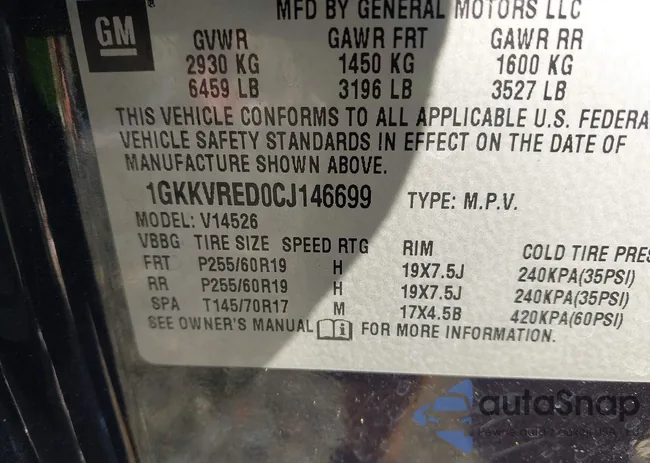 1GKKVRED0CJ146699: 43248638