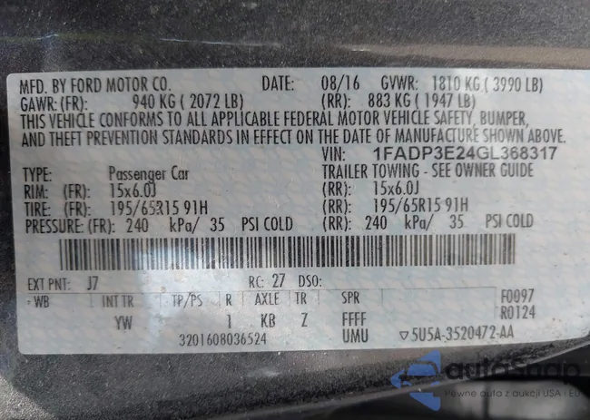 1FADP3E24GL368317: 43249879