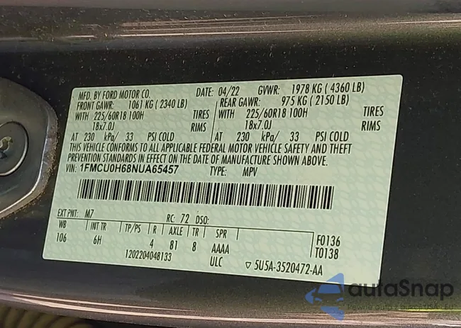 1FMCU0H68NUA65457: 43249990