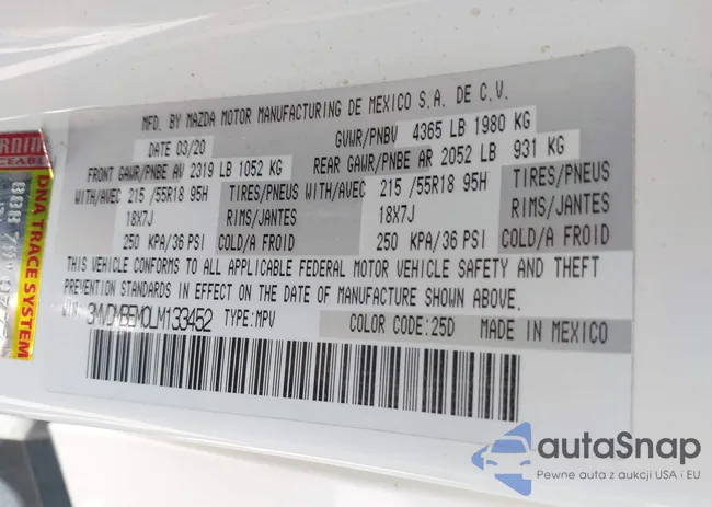 3MVDMBEM0LM133452: 43250004