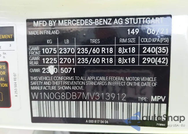 W1N0G8DB7MV313912: 43250030