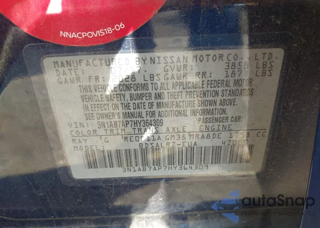 3N1AB7AP7HY364309: 43250052