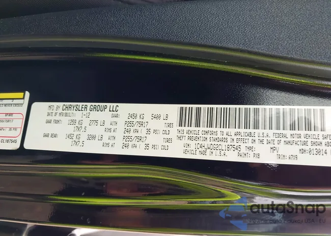 1C4HJWDG2CL187545: 43250121