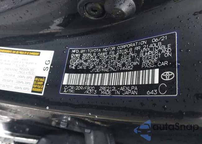 JTDEPMAE7NJ194482: 43250137