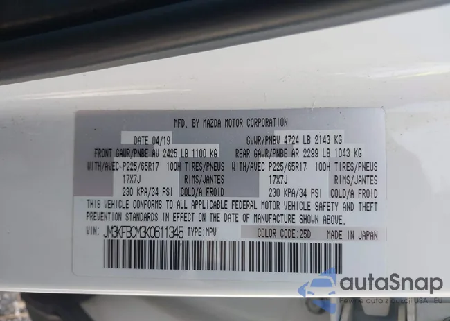 JM3KFBCM3K0611345: 43250223