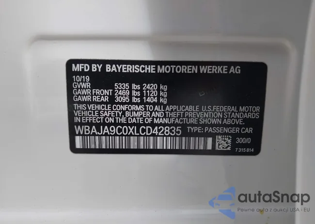 WBAJA9C0XLCD42835: 43250335