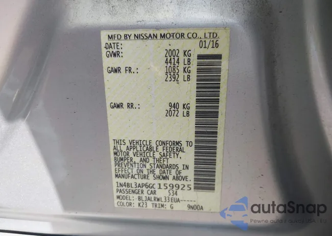 1N4BL3AP6GC159925: 43250351