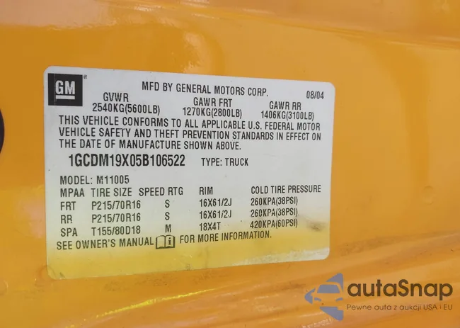 1GCDM19X05B106522: 43250399