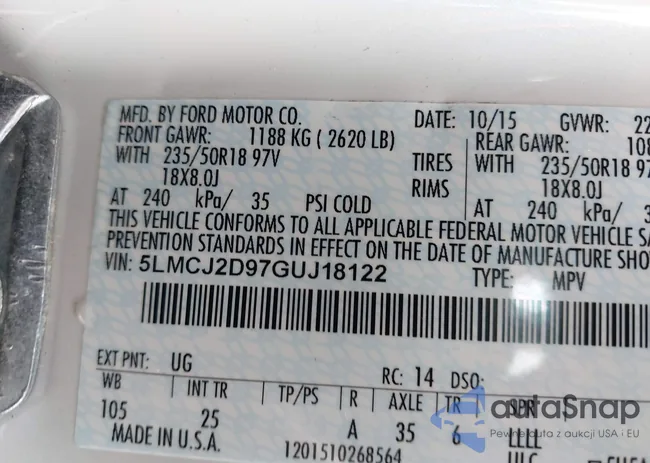 5LMCJ2D97GUJ18122: 43250455