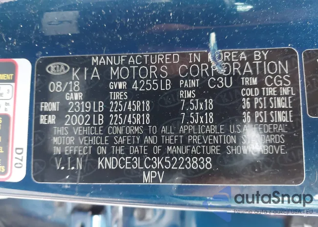 KNDCE3LC3K5223838: 43249573