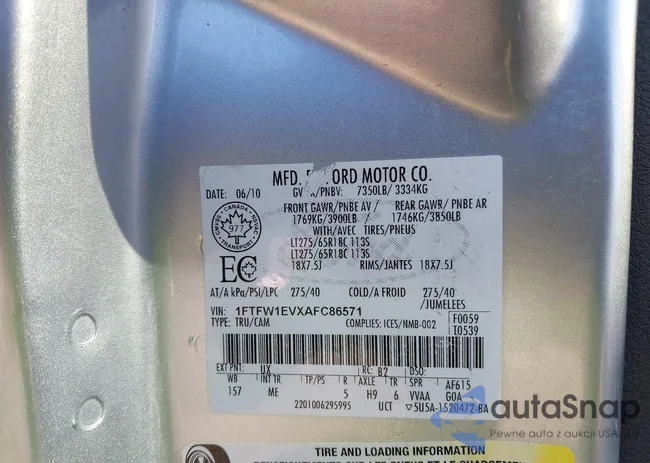 1FTFW1EVXAFC86571: 43249639