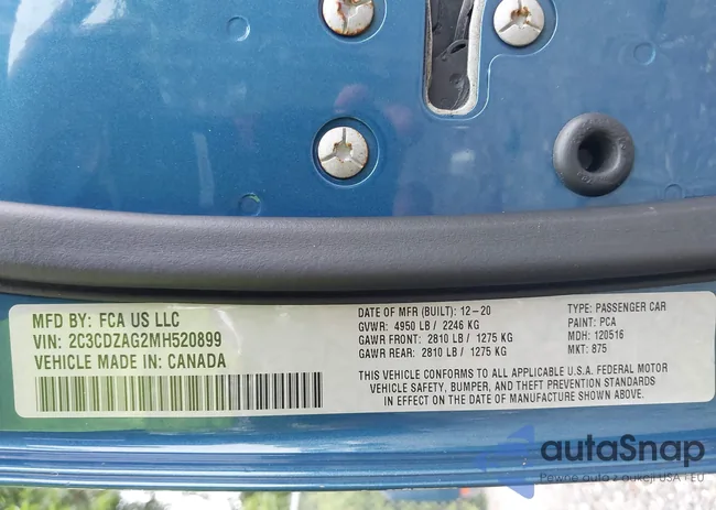 2C3CDZAG2MH520899: 43249657