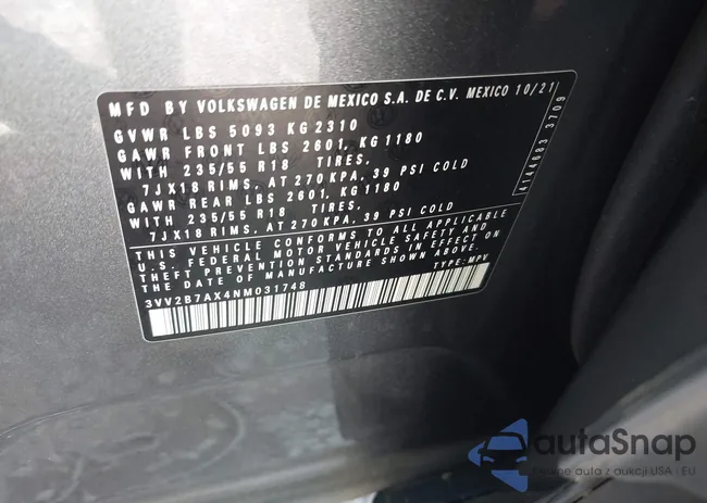 3VV2B7AX4NM031748: 43249729