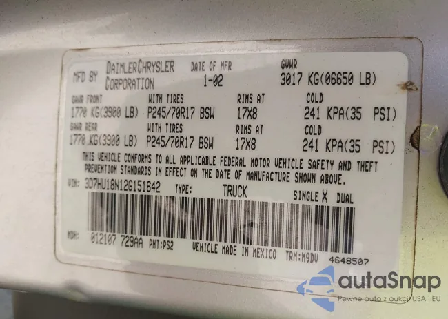 3D7HU18N12G151642: 43249745