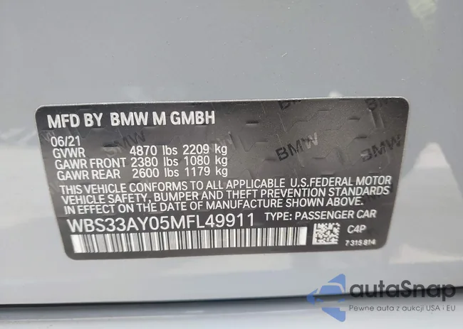 WBS33AY05MFL49911: 43249769