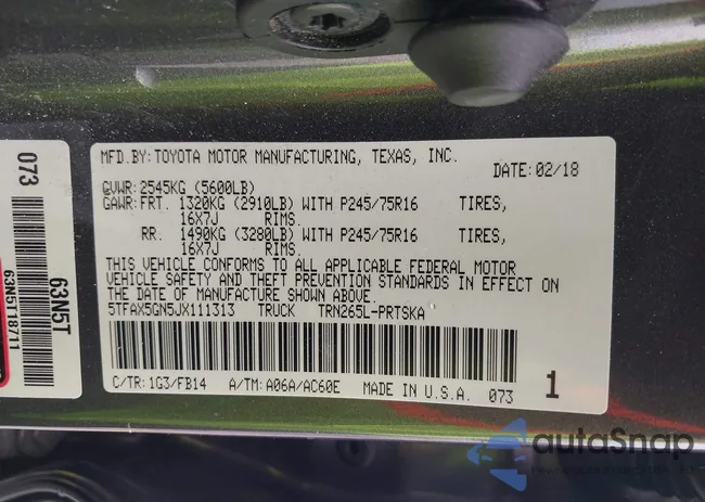 5TFAX5GN5JX111313: 43250860