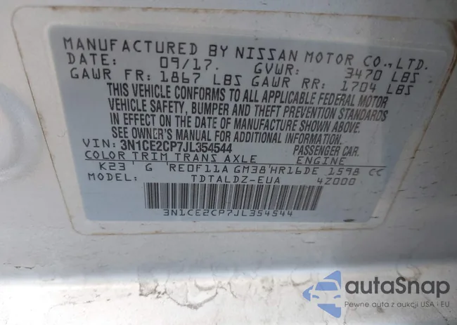 3N1CE2CP7JL354544: 43250988