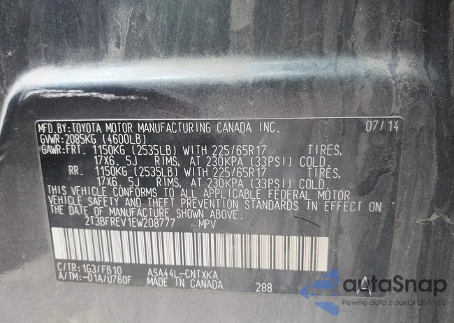 2T3BFREV1EW208777: 43251016