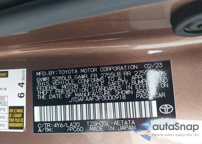 JTDAFAAF3P3000918: 43251056