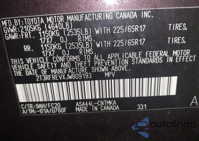 2T3RFREVXJW809193: 43251084